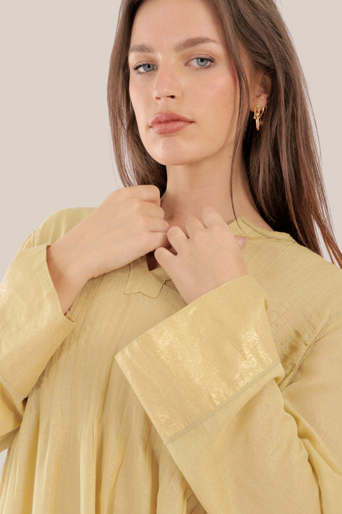 Long Doubleface dress in metallic cotton voile.